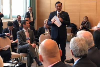 Menteri Koordinator Bidang Kemaritiman Luhut Binsar Pandjaitan saat memberi sambutan dalam &quot;Accelerating Partnerships and Actions for Forest&quot; dalam rangkaian World Economic Forum (WEF) 2019 di Davos, Swiss, Kamis (24/1). (Humas Kemenko Maritim)