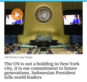 佐科总统的演讲显示在联合国新闻网站上的首页