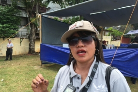 东帝汶大选委员会（KPU）专员Maria Virna Ermelinda，由ANTARA在雅加达坦博拉084投票站进行选举访问时于星期三（04/17/2019）。