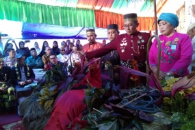 Marosu&#039;Abd Waris Karaeng Sioja皇家习惯利益相关者于周三（3月4日）在Maros Regency举行的“Katto Bokko”传统收获仪式。 （安塔拉照片/ Suriani Mappong）